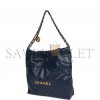 CHANEL LARGE 22 BAG NAVY LAMBSKIN ANTIQUE GOLD HARDWARE (46*45*10cm)