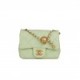 CHANEL PEARL CRUSH MINI SQUARE FLAP BAG LIGHT GREEN LAMBSKIN ANTIQUE GOLD HARDWARE (17*14*8cm）