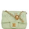 CHANEL PEARL CRUSH MINI SQUARE FLAP BAG LIGHT GREEN LAMBSKIN ANTIQUE GOLD HARDWARE (17*14*8cm）