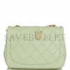 CHANEL PEARL CRUSH MINI SQUARE FLAP BAG LIGHT GREEN LAMBSKIN ANTIQUE GOLD HARDWARE (17*14*8cm）