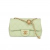 CHANEL PEARL CRUSH MINI RECTANGULAR FLAP BAG GREEN LAMBSKIN ANTIQUE GOLD HARDWARE (20*13*6cm)