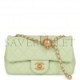 CHANEL PEARL CRUSH MINI RECTANGULAR FLAP BAG GREEN LAMBSKIN ANTIQUE GOLD HARDWARE (20*13*6cm)