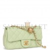 CHANEL PEARL CRUSH MINI RECTANGULAR FLAP BAG GREEN LAMBSKIN ANTIQUE GOLD HARDWARE (20*13*6cm)