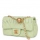 CHANEL PEARL CRUSH MINI RECTANGULAR FLAP BAG GREEN LAMBSKIN ANTIQUE GOLD HARDWARE (20*13*6cm)