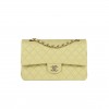 CHANEL MEDIUM CLASSIC DOUBLE FLAP BAG LIGHT GREEN LAMBSKIN LIGHT GOLD HARDWARE (25*15*7cm)