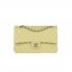 CHANEL MEDIUM CLASSIC DOUBLE FLAP BAG LIGHT GREEN LAMBSKIN LIGHT GOLD HARDWARE (25*15*7cm)