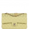 CHANEL MEDIUM CLASSIC DOUBLE FLAP BAG LIGHT GREEN LAMBSKIN LIGHT GOLD HARDWARE (25*15*7cm)