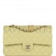 CHANEL MEDIUM CLASSIC DOUBLE FLAP BAG LIGHT GREEN LAMBSKIN LIGHT GOLD HARDWARE (25*15*7cm)