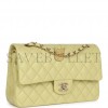 CHANEL MEDIUM CLASSIC DOUBLE FLAP BAG LIGHT GREEN LAMBSKIN LIGHT GOLD HARDWARE (25*15*7cm)