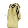 CHANEL MEDIUM CLASSIC DOUBLE FLAP BAG LIGHT GREEN LAMBSKIN LIGHT GOLD HARDWARE (25*15*7cm)