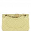 CHANEL MEDIUM CLASSIC DOUBLE FLAP BAG LIGHT GREEN LAMBSKIN LIGHT GOLD HARDWARE (25*15*7cm)