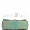 CHANEL MINI RECTANGULAR FLAP BAG WITH TOP HANDLE GREEN OMBRE LAMBSKIN ANTIQUE GOLD HARDWARE (22*15*8cm)