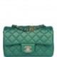 CHANEL MINI RECTANGULAR FLAP BAG GREEN IRIDESCENT QUILTED LAMBSKIN LIGHT GOLD HARDWARE (20*13*6cm)