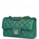 CHANEL MINI RECTANGULAR FLAP BAG GREEN IRIDESCENT QUILTED LAMBSKIN LIGHT GOLD HARDWARE (20*13*6cm)