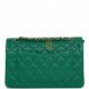 CHANEL SMALL CLASSIC DOUBLE FLAP BAG GREEN LAMBSKIN LIGHT GOLD HARDWARE (23*13*6cm)