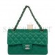 CHANEL SMALL CLASSIC DOUBLE FLAP BAG GREEN LAMBSKIN LIGHT GOLD HARDWARE (23*13*6cm)