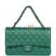 CHANEL MEDIUM CLASSIC DOUBLE FLAP BAG GREEN IRIDESCENT LAMBSKIN LIGHT GOLD HARDWARE (25*15*7cm)