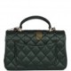 CHANEL MINI RECTANGULAR FLAP WITH TOP HANDLE DARK GREEN LAMBSKIN LIGHT GOLD HARDWARE (22*15*8cm)