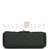 CHANEL MINI RECTANGULAR FLAP WITH TOP HANDLE DARK GREEN LAMBSKIN LIGHT GOLD HARDWARE (22*15*8cm)