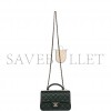 CHANEL MINI RECTANGULAR FLAP WITH TOP HANDLE DARK GREEN LAMBSKIN LIGHT GOLD HARDWARE (22*15*8cm)