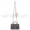 CHANEL MINI RECTANGULAR FLAP BAG WITH TOP HANDLE DARK GREY LAMBSKIN LIGHT GOLD HARDWARE (22*15*8cm)