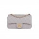 CHANEL PEARL CRUSH MINI RECTANGULAR FLAP BAG LIGHT GREY LAMBSKIN ANTIQUE GOLD HARDWARE (20*13*6cm)