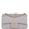 CHANEL PEARL CRUSH MINI RECTANGULAR FLAP BAG LIGHT GREY LAMBSKIN ANTIQUE GOLD HARDWARE (20*13*6cm)