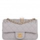 CHANEL PEARL CRUSH MINI RECTANGULAR FLAP BAG LIGHT GREY LAMBSKIN ANTIQUE GOLD HARDWARE (20*13*6cm)