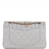 CHANEL SMALL CLASSIC DOUBLE FLAP GREY CAVIAR LIGHT GOLD HARDWARE (23*13*6cm)