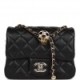 CHANEL PEARL CRUSH MINI SQUARE FLAP BAG BLACK LAMBSKIN LIGHT GOLD HARDWARE (17*14*8cm)