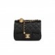 CHANEL PEARL CRUSH MINI SQUARE FLAP BAG BLACK LAMBSKIN ANTIQUE GOLD HARDWARE  (17*14*8cm)