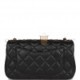 CHANEL PEARL CRUSH MINI RECTANGULAR FLAP BAG BLACK LAMBSKIN LIGHT GOLD HARDWARE (20*13*6cm)