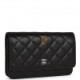 CHANEL WALLET ON CHAIN WOC BLACK LAMBSKIN SILVER HARDWARE (19*12*4cm)