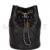 CHANEL MINI BUCKET BAG BLACK LAMBSKIN SILVER HARDWARE (19*14*14cm)