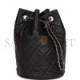 CHANEL MINI BUCKET BAG BLACK LAMBSKIN SILVER HARDWARE (19*14*14cm)