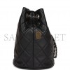 CHANEL MINI BUCKET BAG BLACK LAMBSKIN SILVER HARDWARE (19*14*14cm)