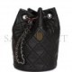 CHANEL MINI BUCKET BAG BLACK LAMBSKIN SILVER HARDWARE (19*14*14cm)