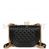 CHANEL SMALL BOY MESSENGER BAG BLACK CAVIAR ANTIQUE GOLD HARDWARE (18*12*7cm)