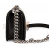 CHANEL SMALL BOY BAG BLACK CALFSKIN AND PEARL SILVER HARDWARE (20*12*8cm)