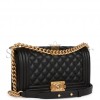 CHANEL MEDIUM BOY BAG BLACK CAVIAR ANTIQUE GOLD HARDWARE (25*15*9cm)