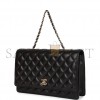 CHANEL FANTASY PEARLS LARGE EVENING FLAP BAG BLACK LAMBSKIN LIGHT GOLD HARDWARE (25*15*8cm)