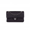 CHANEL SMALL CHEVRON CLASSIC DOUBLE FLAP BLACK CALFSKIN SILVER HARDWARE (23*13*6cm)