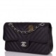 CHANEL SMALL CHEVRON CLASSIC DOUBLE FLAP BLACK CALFSKIN SILVER HARDWARE (23*13*6cm)