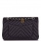 CHANEL SMALL CHEVRON CLASSIC DOUBLE FLAP BLACK CALFSKIN SILVER HARDWARE (23*13*6cm)