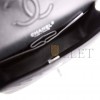 CHANEL SMALL CHEVRON CLASSIC DOUBLE FLAP BLACK CALFSKIN SILVER HARDWARE (23*13*6cm)