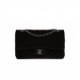 CHANEL MEDIUM CLASSIC DOUBLE FLAP BAG BLACK VELVET RUTHENIUM HARDWARE (25*15*7cm)