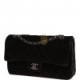 CHANEL MEDIUM CLASSIC DOUBLE FLAP BAG BLACK VELVET RUTHENIUM HARDWARE (25*15*7cm)