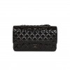 CHANEL MEDIUM CLASSIC DOUBLE FLAP BAG SO BLACK CRUMPLED CALFSKIN BLACK HARDWARE (25*15*7cm)