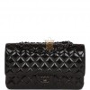 CHANEL MEDIUM CLASSIC DOUBLE FLAP BAG SO BLACK CRUMPLED CALFSKIN BLACK HARDWARE (25*15*7cm)