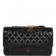 CHANEL MEDIUM CLASSIC DOUBLE FLAP BAG SO BLACK CRUMPLED CALFSKIN BLACK HARDWARE (25*15*7cm)